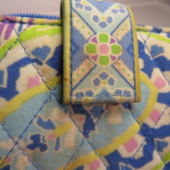 Vera Bradley Capri Blue Mini Zip Wallet quilted cotton - Picture 4 of 9